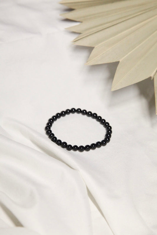 Natural Black Onyx 6mm Crystal Bracelet