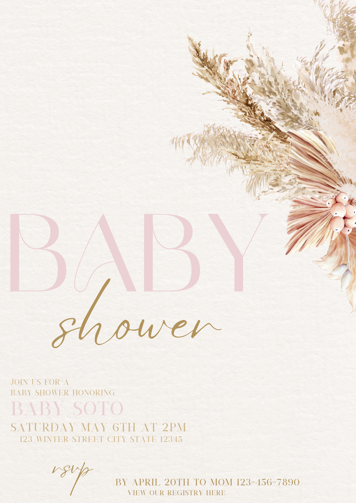Neutral Babygirl Shower Invite (canva template)